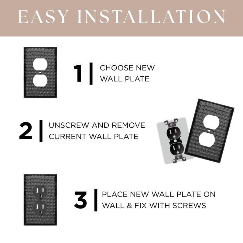 Monarch Abode Toggle Light Switch Cover Plate â€“ 3-Gang Matte Black Outlet Covers, Hand Hammered Decorative Outlet Cover Wall Plates, Light Switch Plate Covers for Electric Outlets, Pack of 1 - Image 4